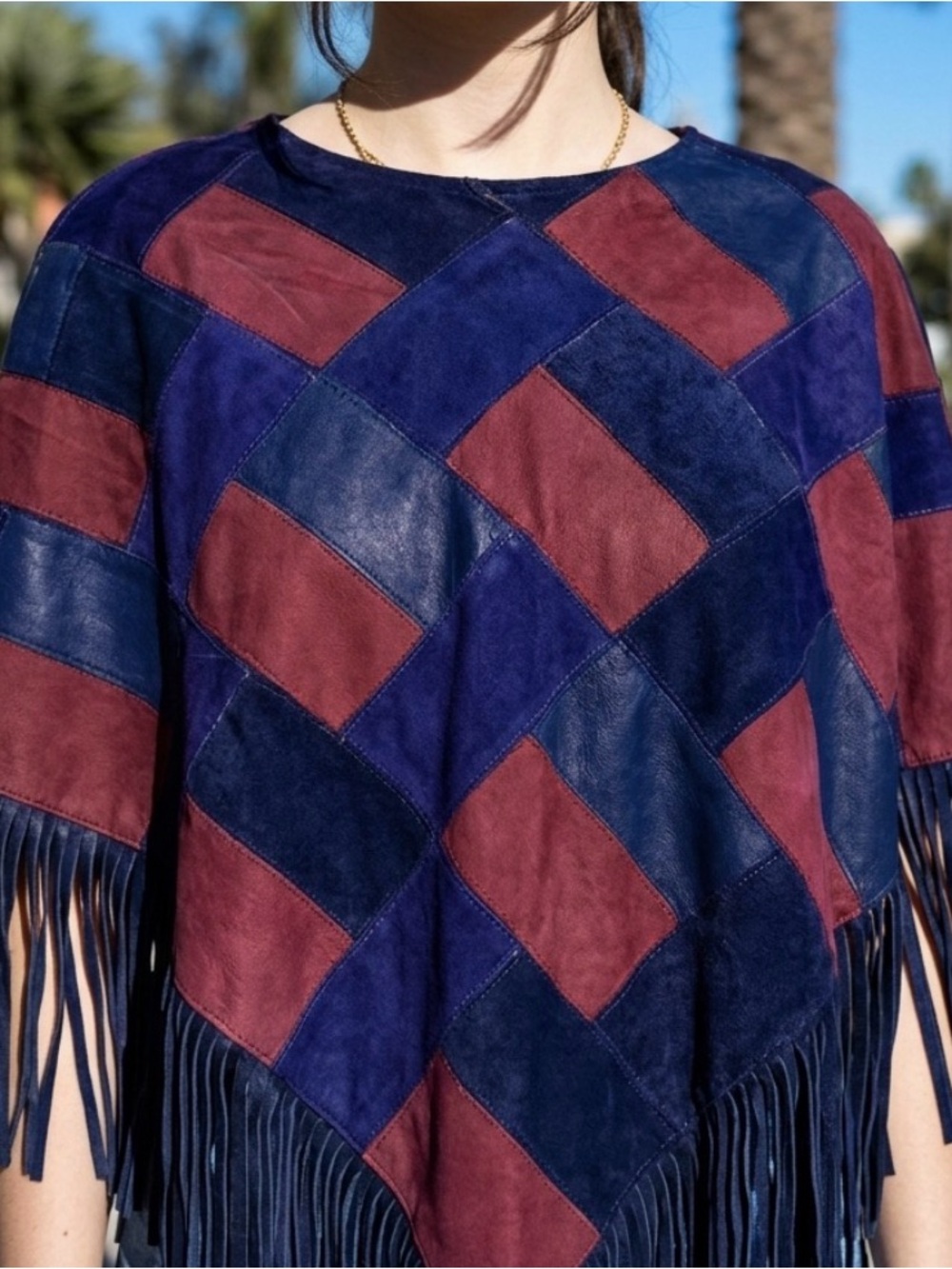 Vintage authentic Canadian Victor Retro Purple & Red Leather Patch Cape